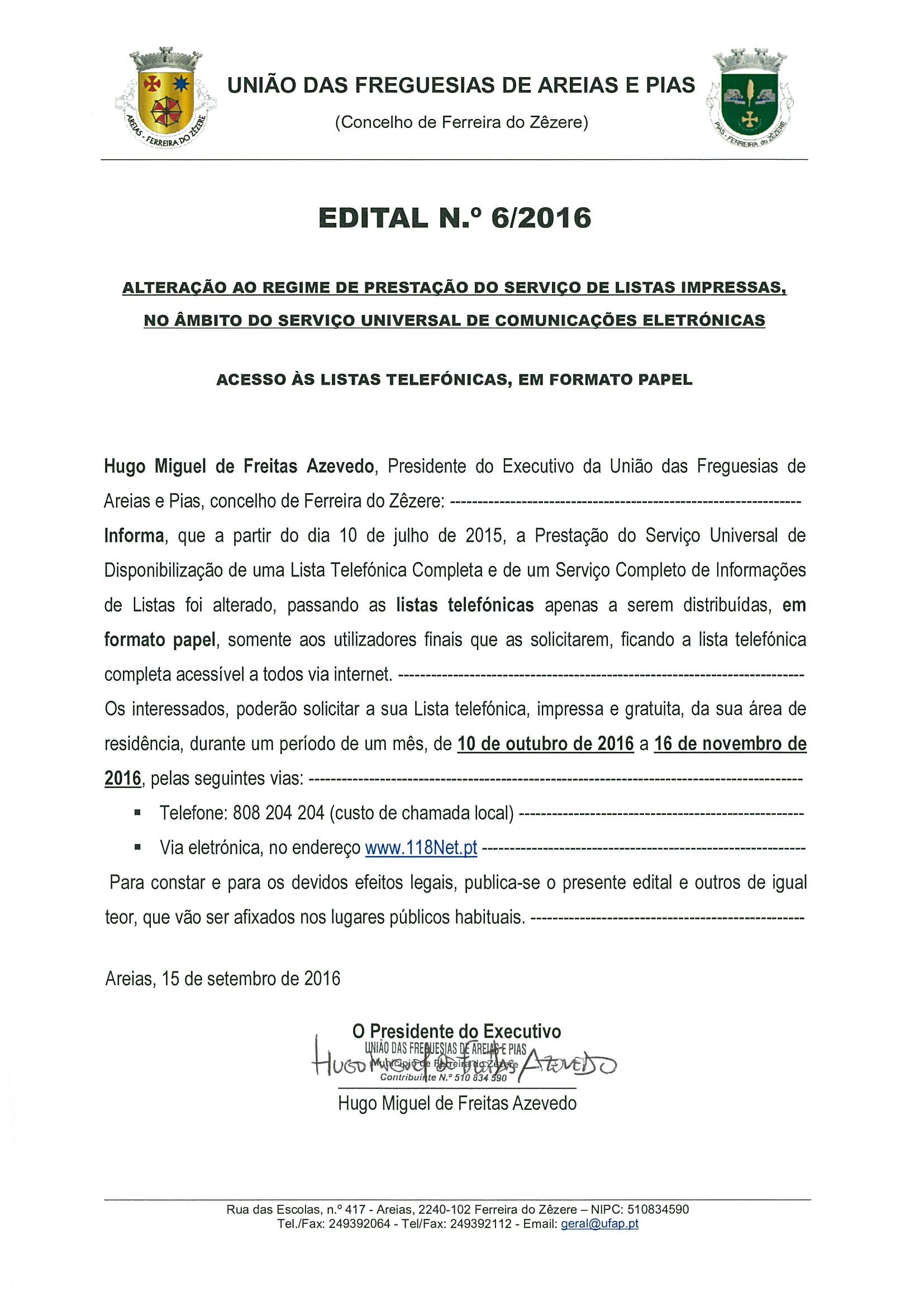 edital n. 06 2016 listas telefonicas